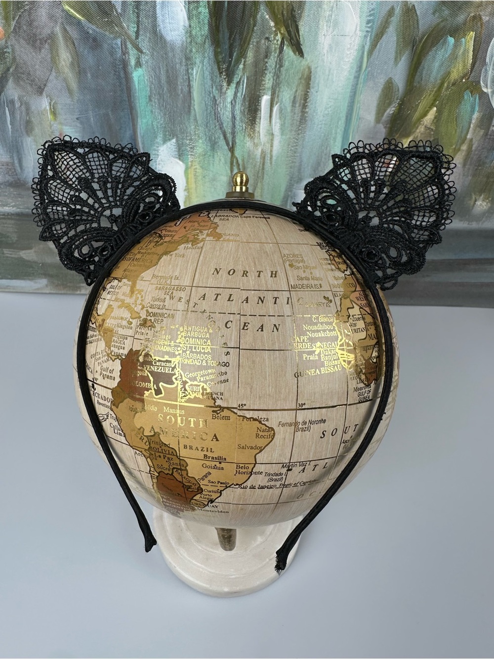 Black Lace Cat Ear Headband Gothic Cosplay Halloween Costume